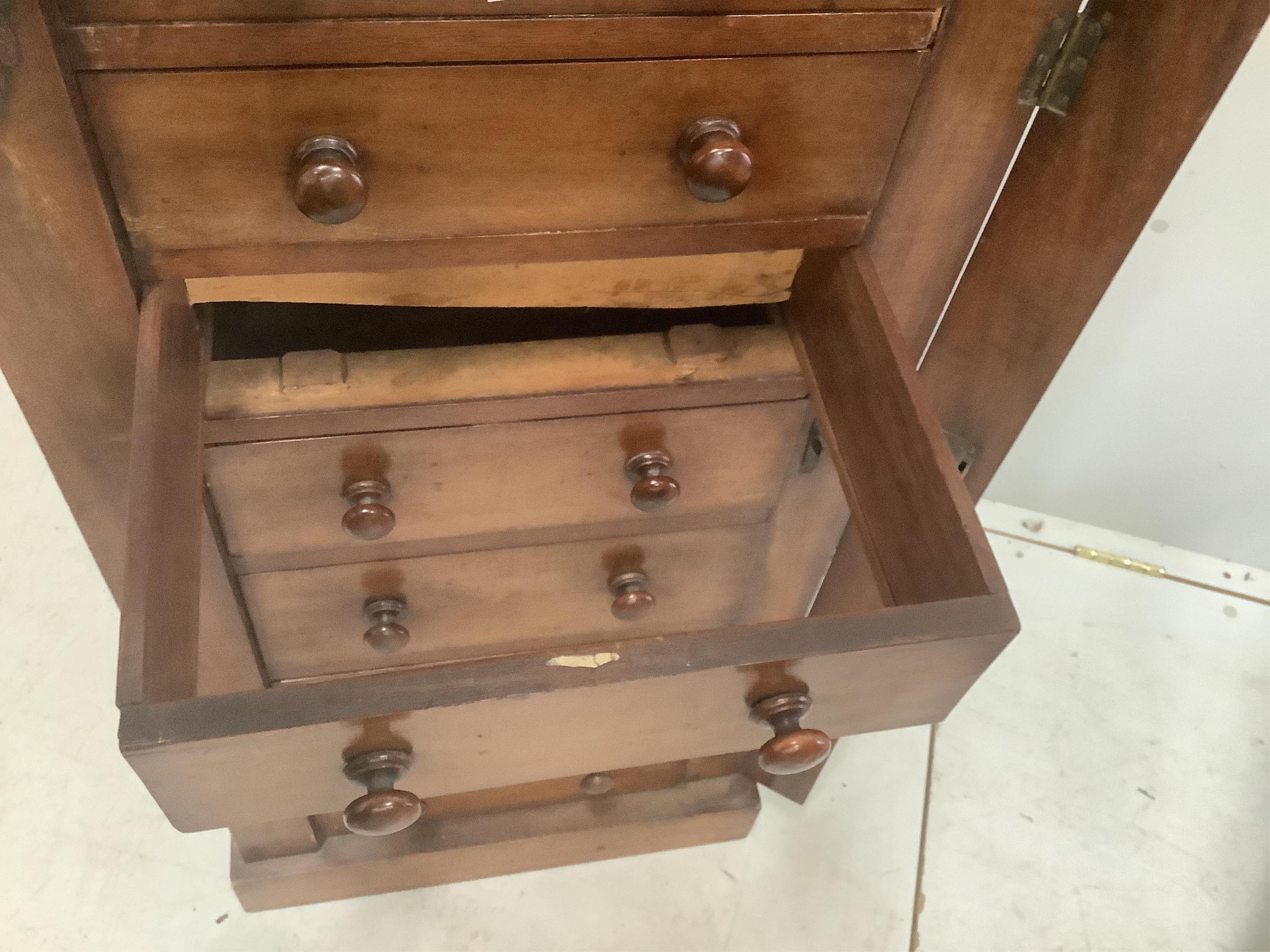 A Victorian mahogany Wellington chest, width 51cm, depth 35cm, height 103cm. Condition - fair